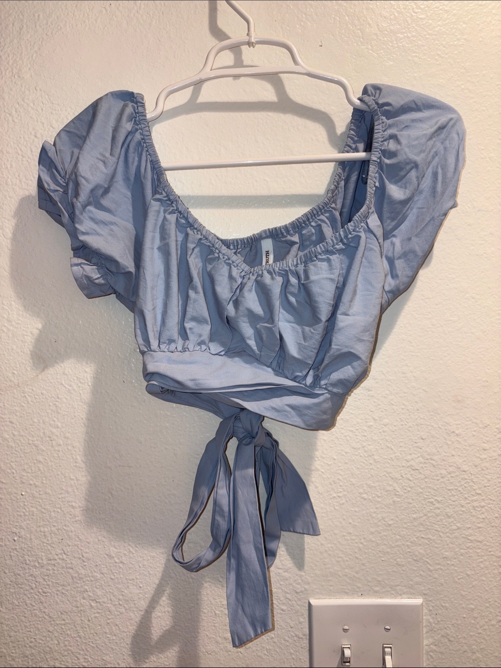 Live 4 Truth Light Blue Puff Sleeve Tie-Back Crop Top